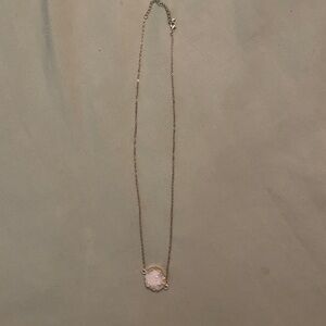 Gold Necklace Light Pink Crystal Pendant
